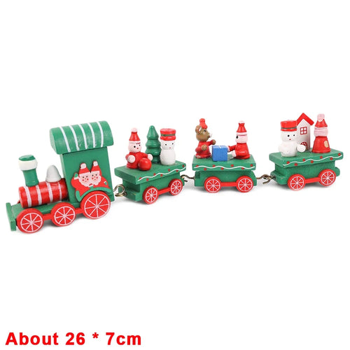 Wooden Train Christmas Ornaments Santa Cake Decoration Merry Christmas