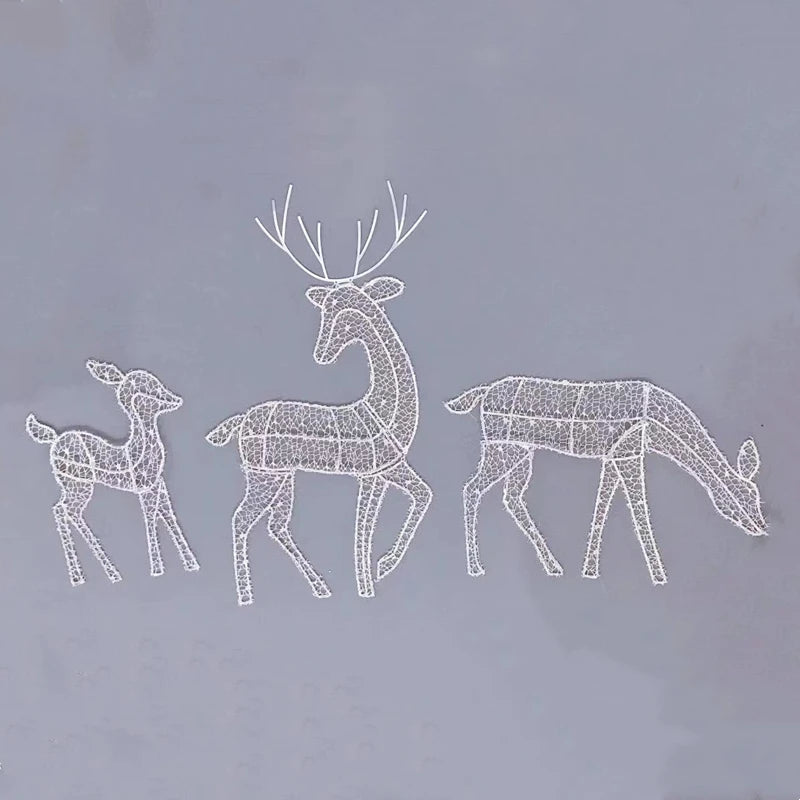 LED Light Iron Art Elk Deer Christmas Garden Decor Glowing Glitter