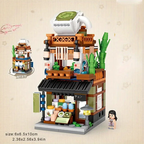 Japanese Street View Building Blocks, Mini DIY Bricks Building Model