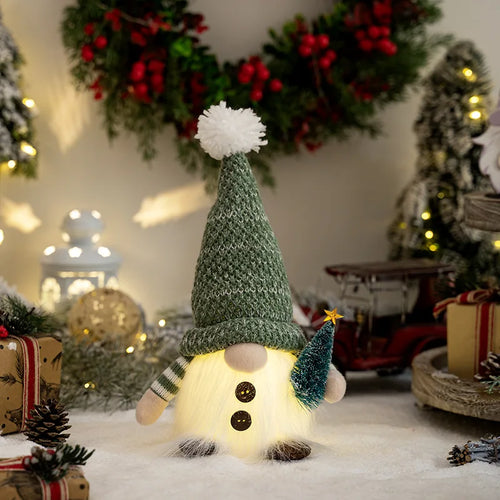 Glowing Knitted Gnome Doll with Led Night Light Christmas Decorations