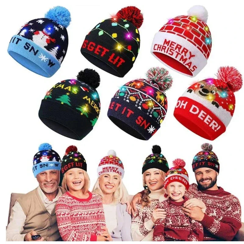 Christmas Hat Year Xmas Party Decor Creative Flashing Led Light