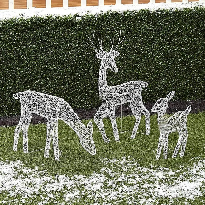 Handmake Iron Art Elk Deer Christmas Garden Decor LED Light Glowing