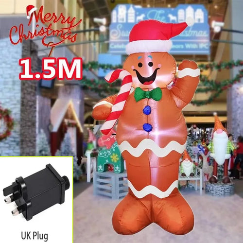 1.2M Christmas Decoration Crutch Santa Claus Inflatable Toy with LED