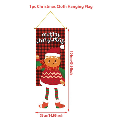 Christmas Hanging Flag Decoration Merry Cristmas Decor for Home 2024