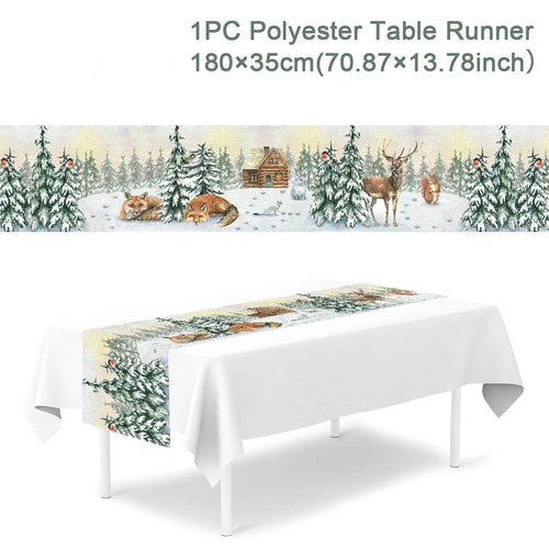 Christmas Polyester Table Runner Merry Christmas Decoration For Home