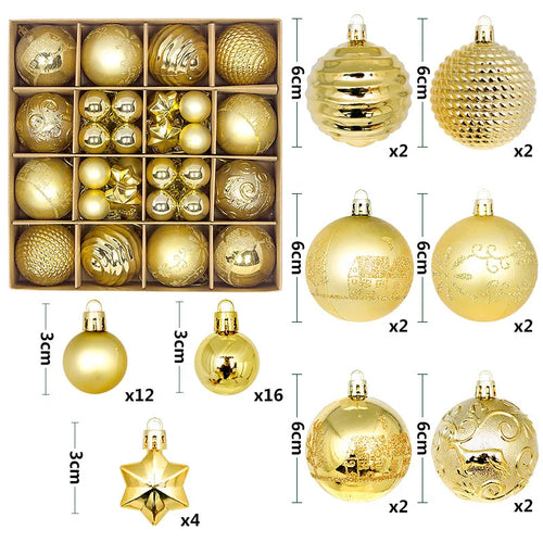 Christmas Ball Ornament Set Big Xmas Tree Hanging Pendant Snowflake