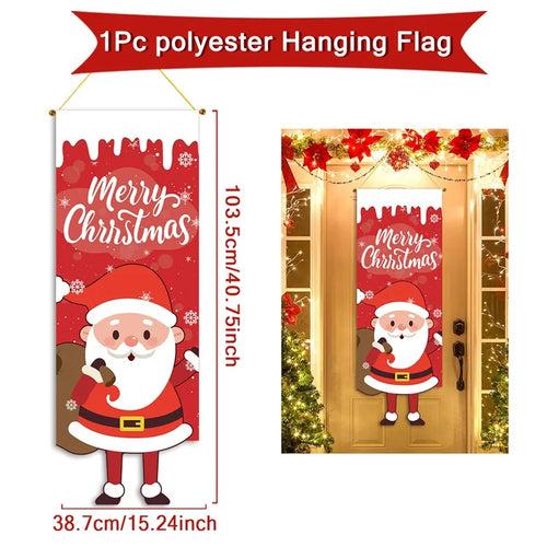 Christmas Hanging Flag Decoration Merry Cristmas Decor for Home 2024