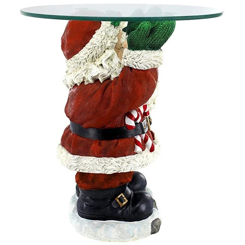 Santa Claus Sculptural Glass Topped Holiday Table Resin Ornament