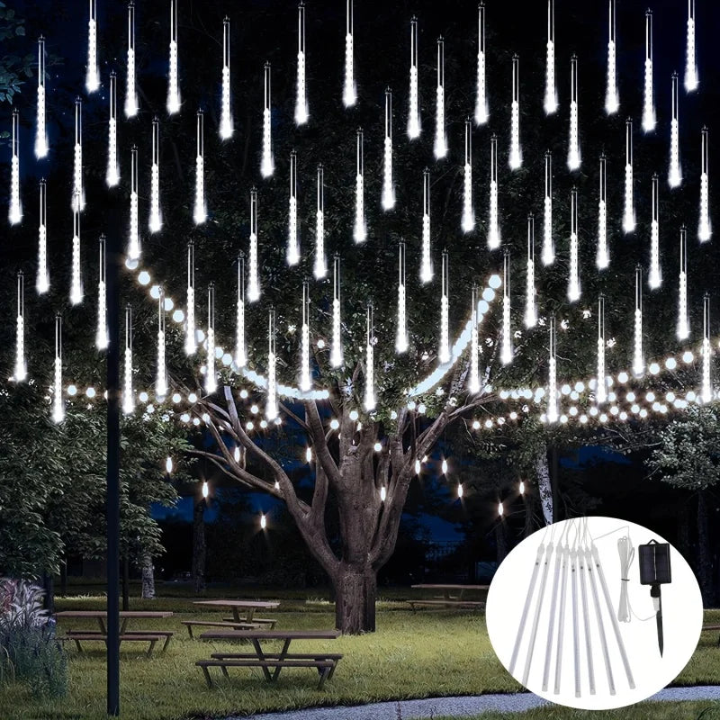 1pc Solar Powered Meteor Rain String Lights Waterproof for Outdoor