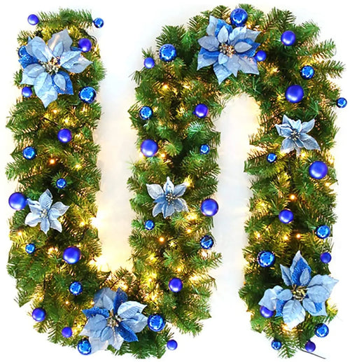 Christmas Decoration 2.7m Rattan Garland Wreath With Led Light Door