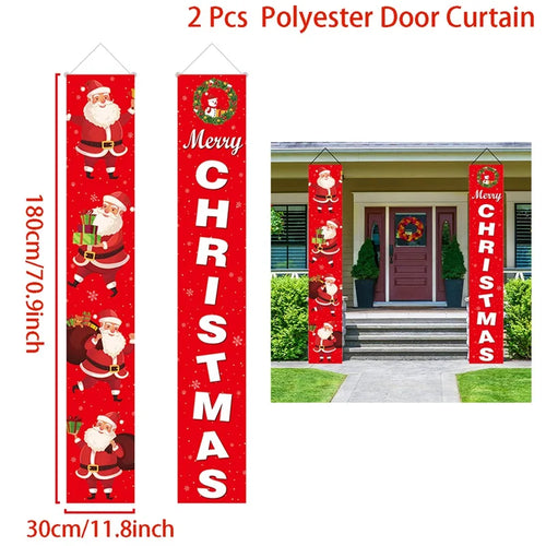 Merry Christmas Door Banner Decoration 2024 Christmas Decor for Home