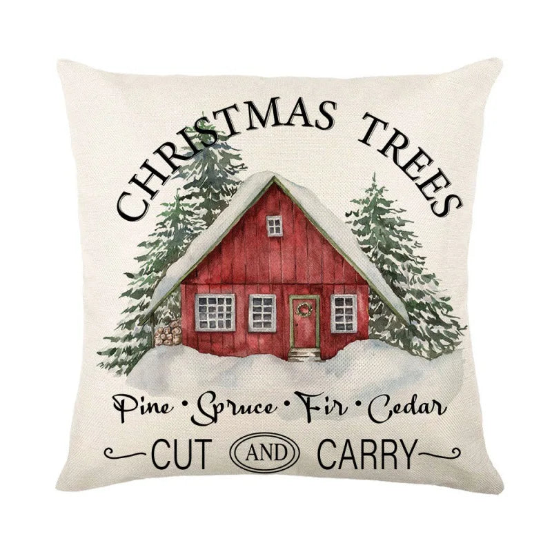 Linen Merry Christmas Pillow Cover 45x45cm Throw Pillowcase Winter