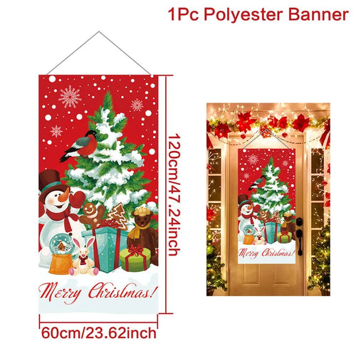 Christmas Hanging Flag Porch Door Banner Christmas Decorations For