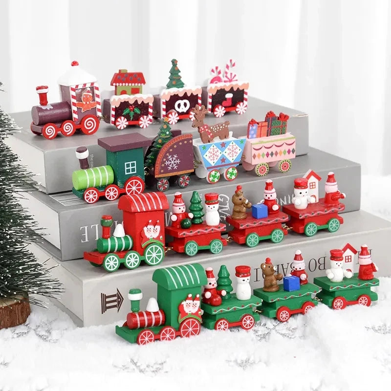 Christmas Wooden Train Merry Christmas Decorations for Home 2023 Xmas