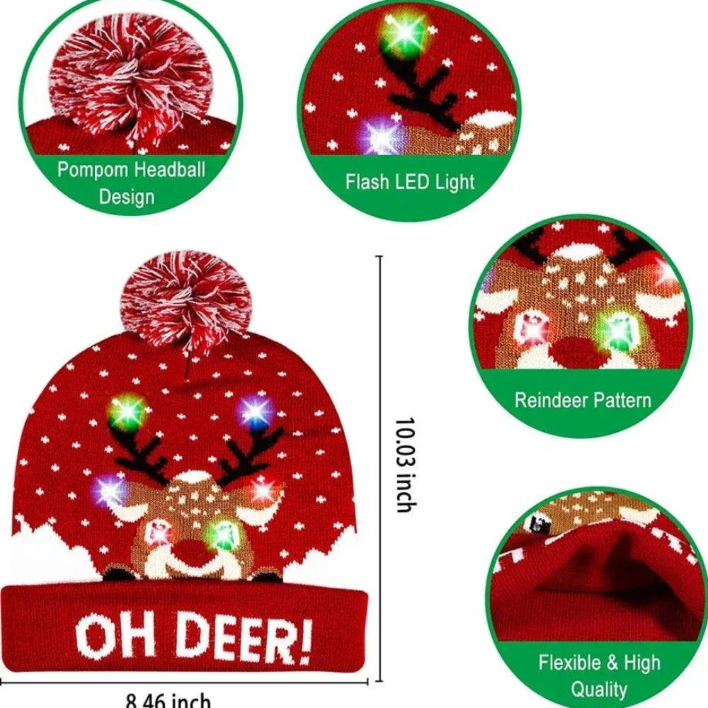 Christmas Hat Year Xmas Party Decor Creative Flashing Led Light