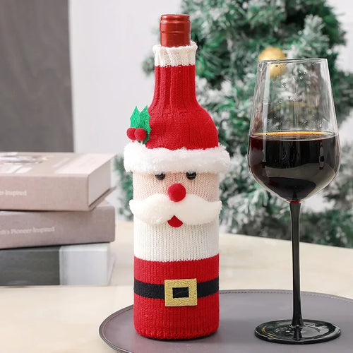 Christmas Santa Knitted Wine Bottle Case Elk Snowman Red Wine