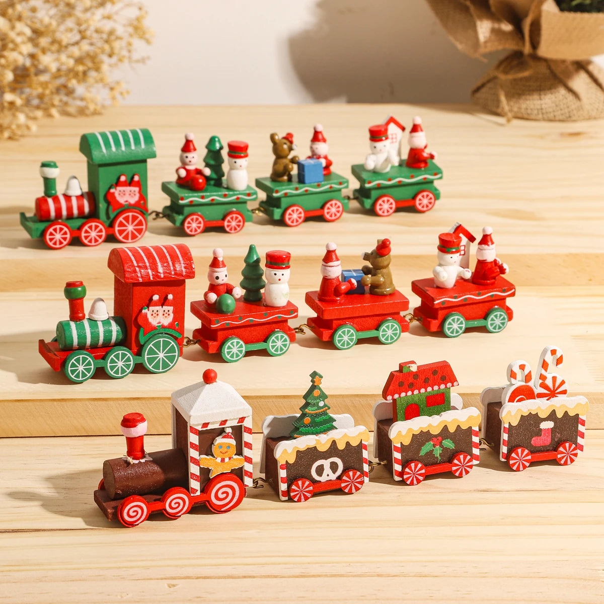 Christmas Wooden Train 2024 Xmas Ornament Merry Christmas Decorations