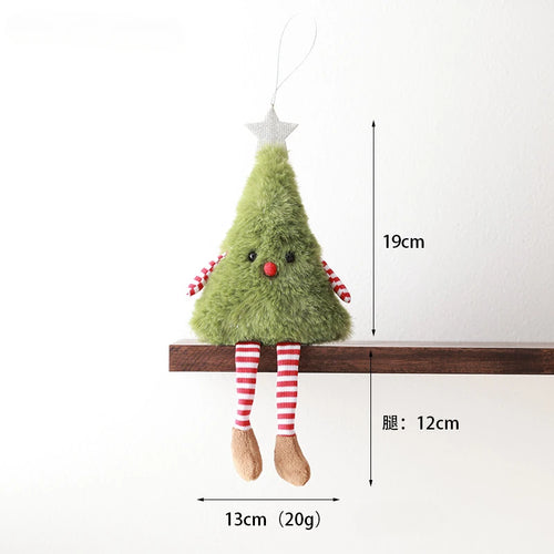 Christmas Decor Cute Plush Christmas Tree Wreath Hanging Leg Doll