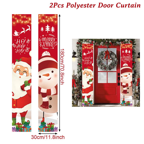 Merry Christmas Door Banner Decoration 2024 Christmas Decor for Home