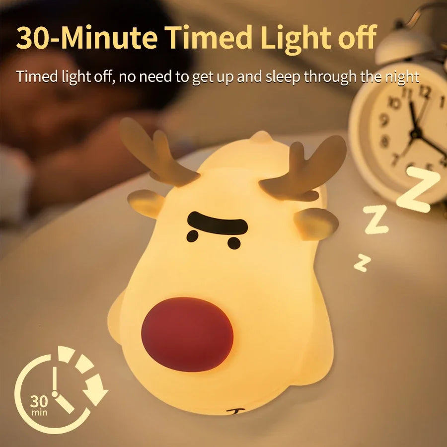 Reindeer Silicone LED Night Light for Kids Birthday Christmas Gift