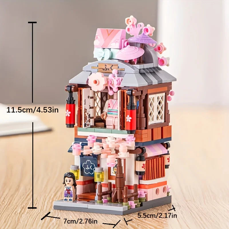 Japanese Street View Building Blocks, Mini DIY Bricks Building Model