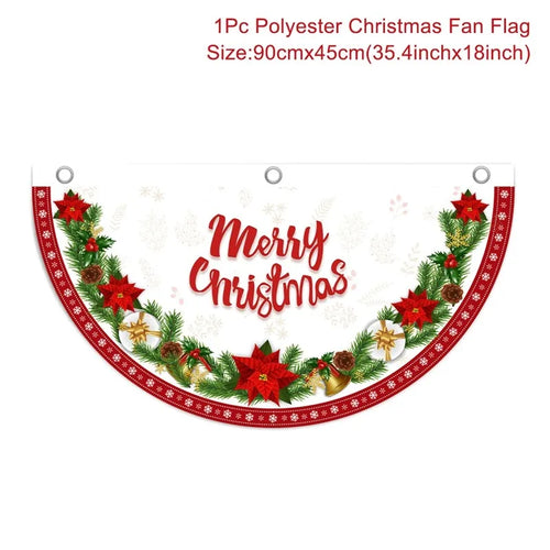 Christmas Fan-shaped Flag Banner Christmas Decoration for Home 2024