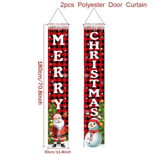 Merry Christmas Door Banner Decoration 2024 Christmas Decor for Home