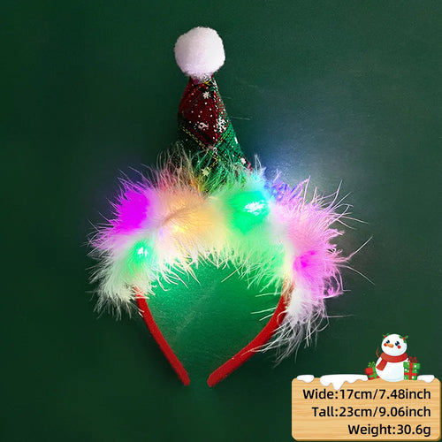 2025 LED Christmas Antler Headband Reindeer Light Up Headband Hair