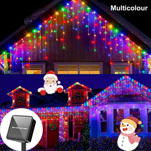 3.5M/7.5M Solar Curtain Icicle Light Outdoor Eaves Decor String Lights