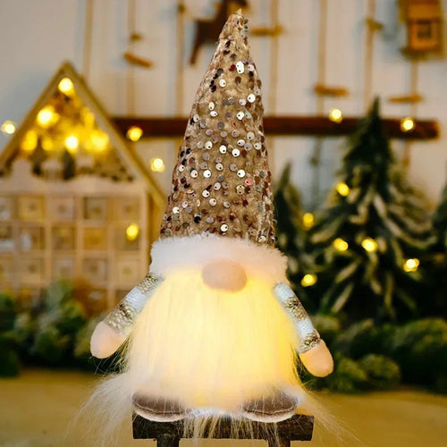 Glowing Knitted Gnome Doll with Led Night Light Christmas Decorations