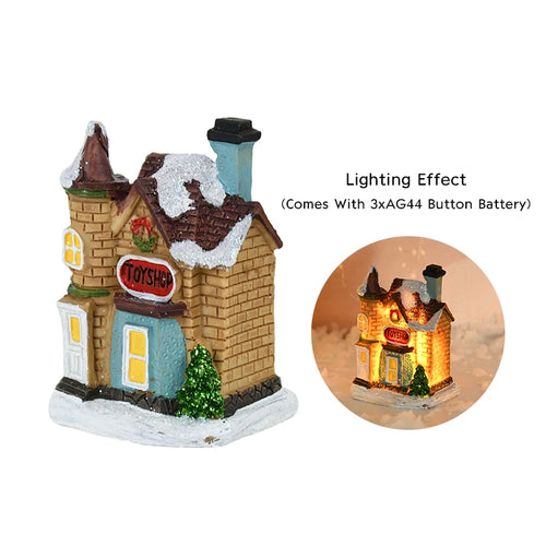 Christmas LED Light Wooden House Luminous Cabin Merry Christmas