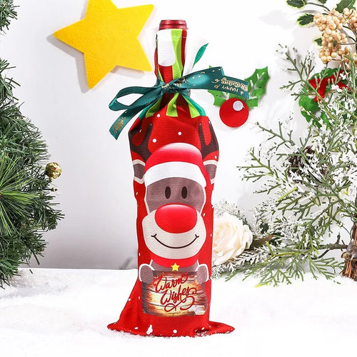 Christmas Santa Knitted Wine Bottle Case Elk Snowman Red Wine