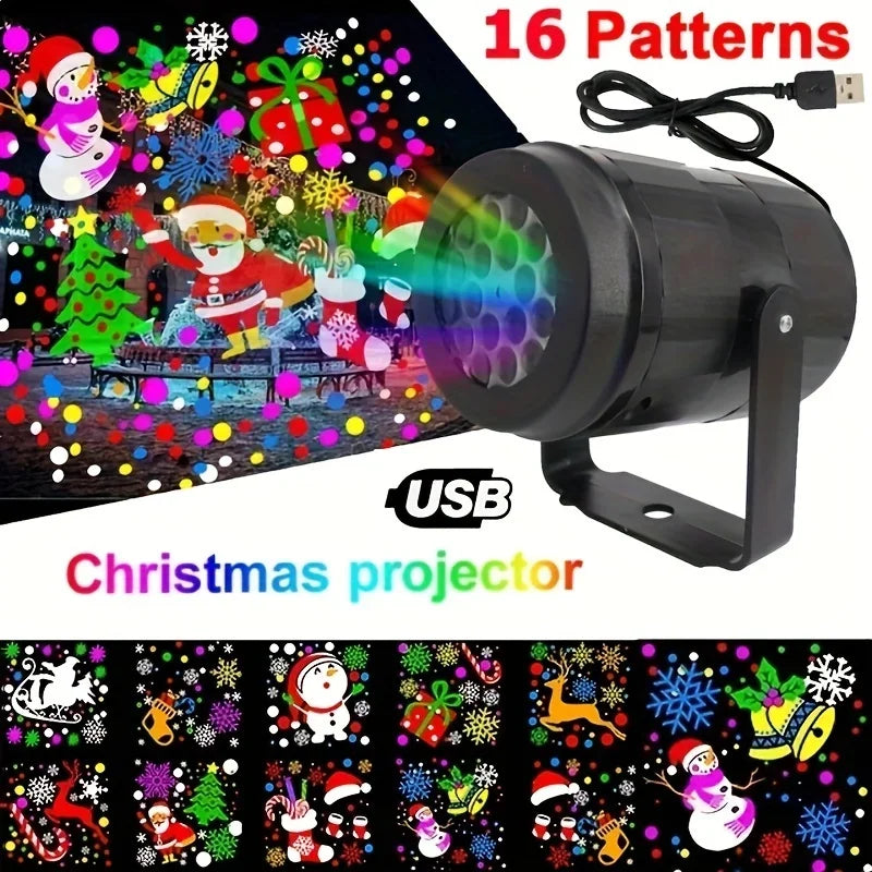 1pc Snowflake Christmas Laser Projector Light,16 patterns Waterproof