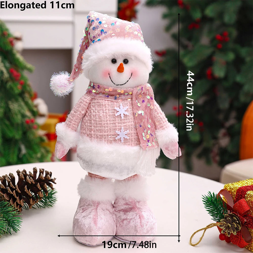 1pc-New Santa Claus Snowman Elk Pink Sequin Telescopic Doll Merry