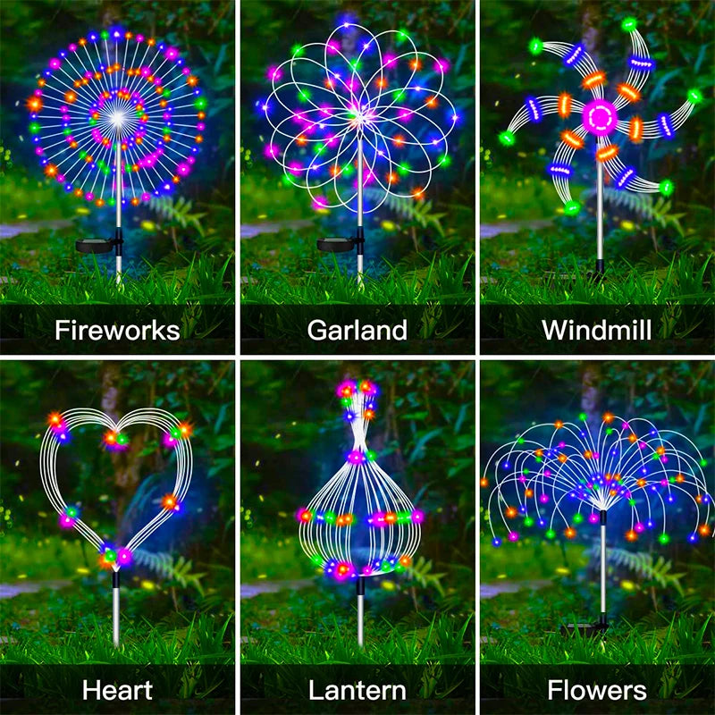 LED Solar Firework Lamp Outdoor Garden Decor Pathway Fairy Lights