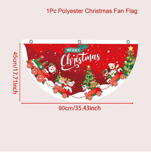 Christmas Fan-shaped Flag Banner Christmas Decoration for Home 2024