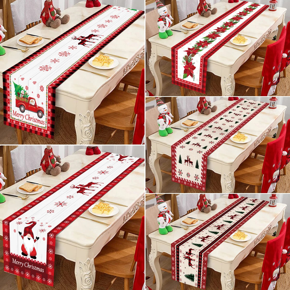 Christmas Polyester Table Runner Merry Christmas Decoration For Home