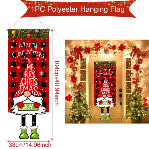 Christmas Hanging Flag Decoration Merry Cristmas Decor for Home 2024