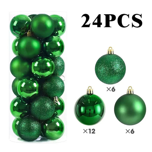 24/pcs 8CM Christmas Ball Ornaments Set Painted Plastics Christmas