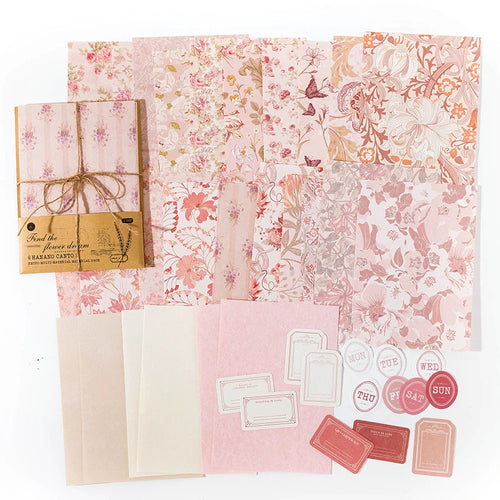 40Pcs Floral Handmade Paper Mix Material Junk Journal Planner