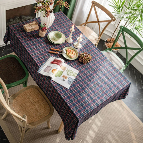 Christmas Themed Checkered Tablecloth, Suitable For Holiday Parties,