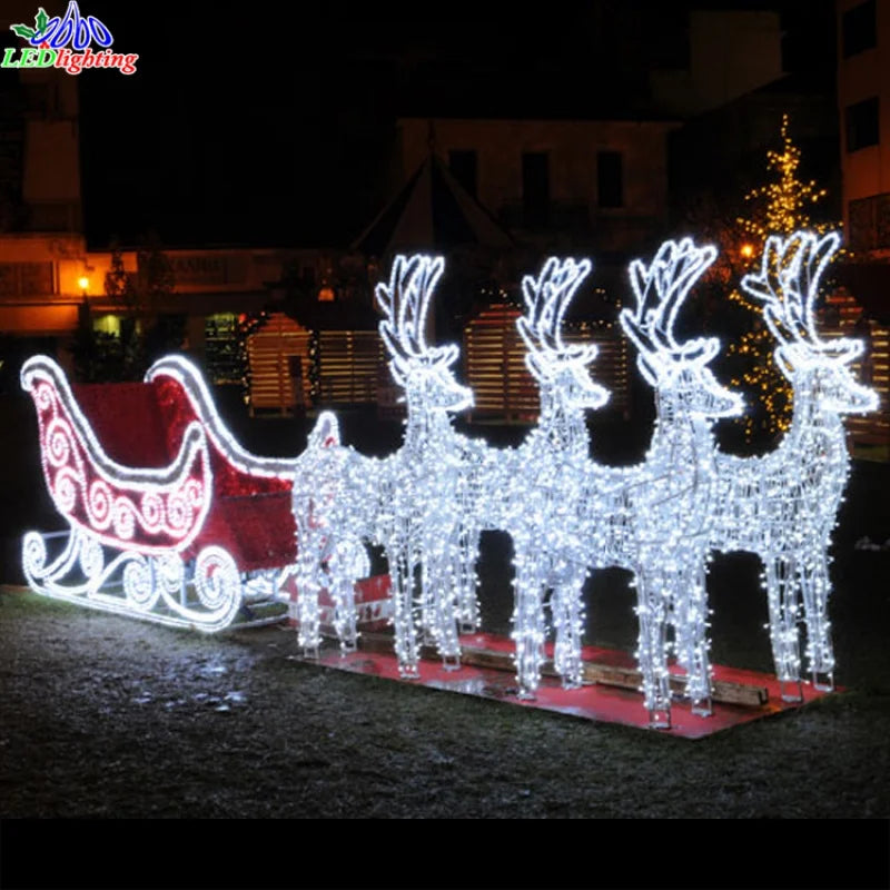 Custom.2024 new product Outdoor LED Santa Claus Sleigh Reindeer Light