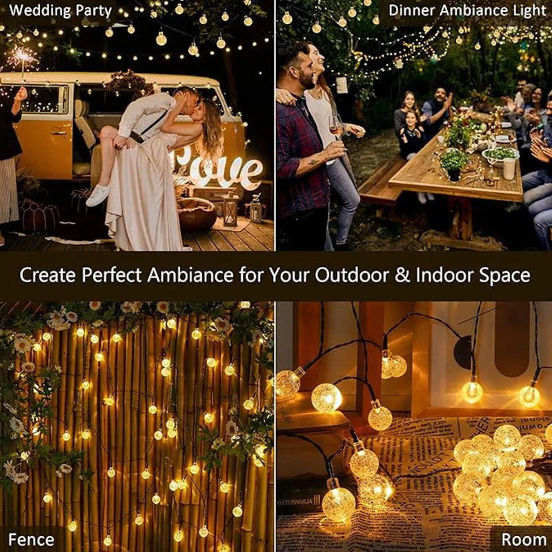 5M 20LED String Light Solar Crystal Ball LED Fairy String Lights