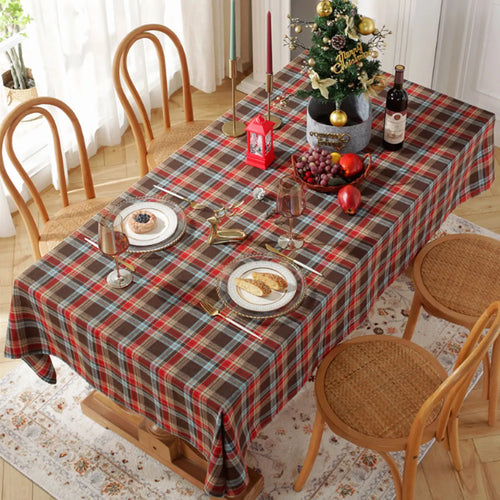 Christmas Themed Checkered Tablecloth, Suitable For Holiday Parties,