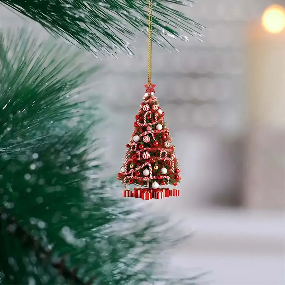 New Year 2024 Light Reflection Christmas Tree Pendant Gifts Decor