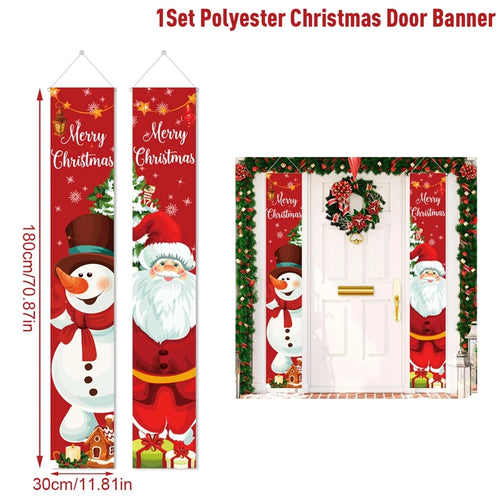 Merry Christmas Door Banner Decoration 2024 Christmas Decor for Home