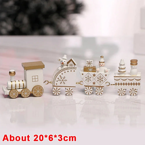 Wooden Train Christmas Ornaments Santa Cake Decoration Merry Christmas