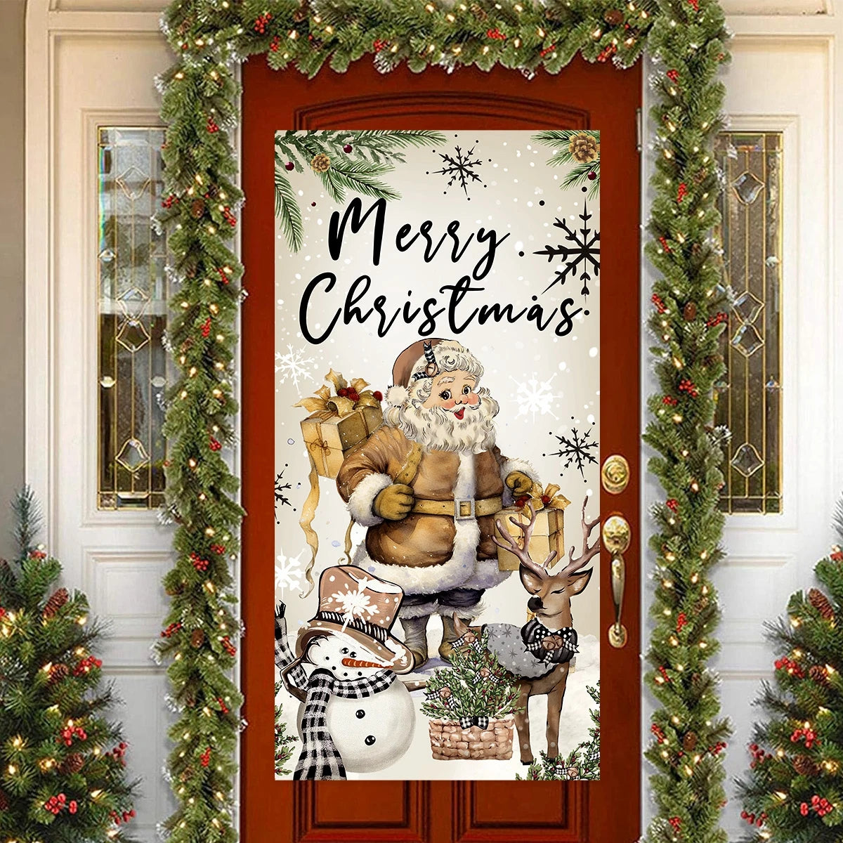 Christmas Hanging Flag Porch Door Banner Christmas Decorations For