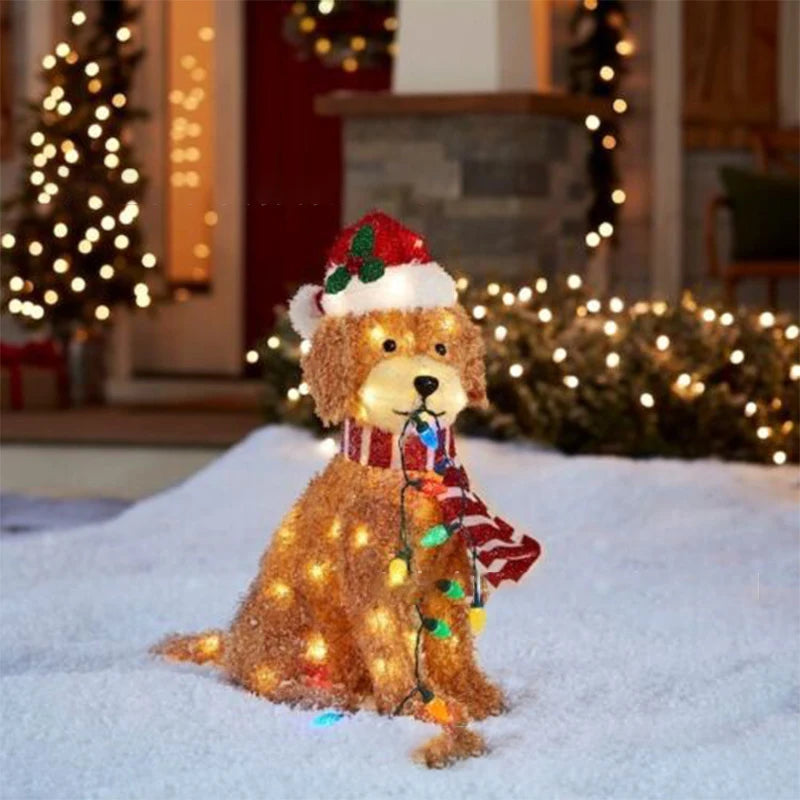 Christmas Outdoor Decorations Snowman Santa Dog Acrylic Garden Decor