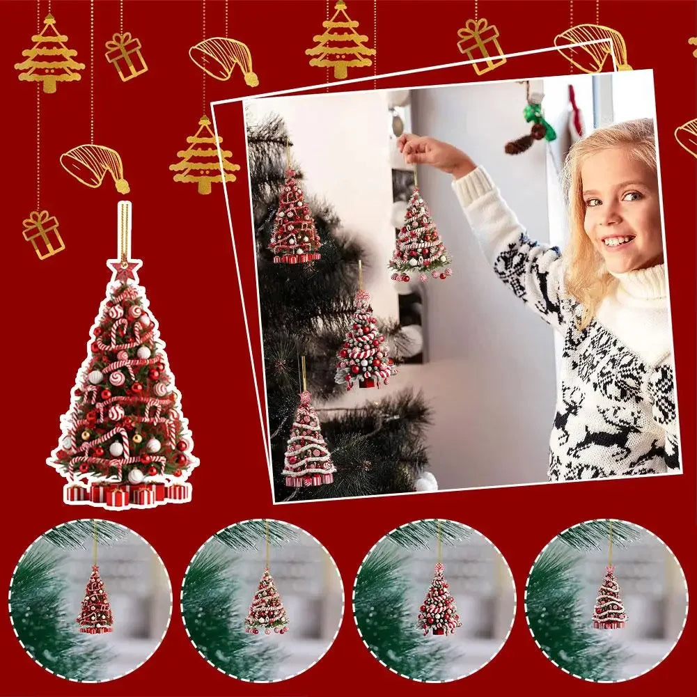 New Year 2024 Light Reflection Christmas Tree Pendant Gifts Decor